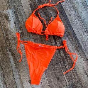 Neon orange triangle bikini